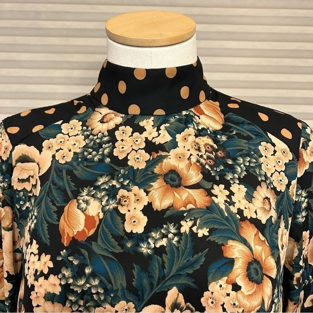 Zara Floral Polka Dot Blouse/Small - Picture 4 of 7